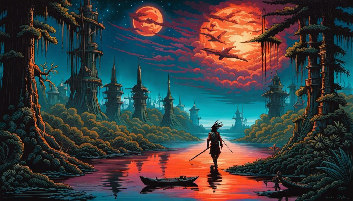 Surreal Shaman in Bayou Dreamscape: Dark Fantasy