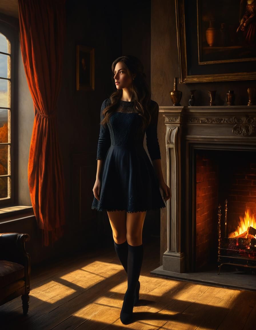 Renaissance Woman in Chiaroscuro Lighting