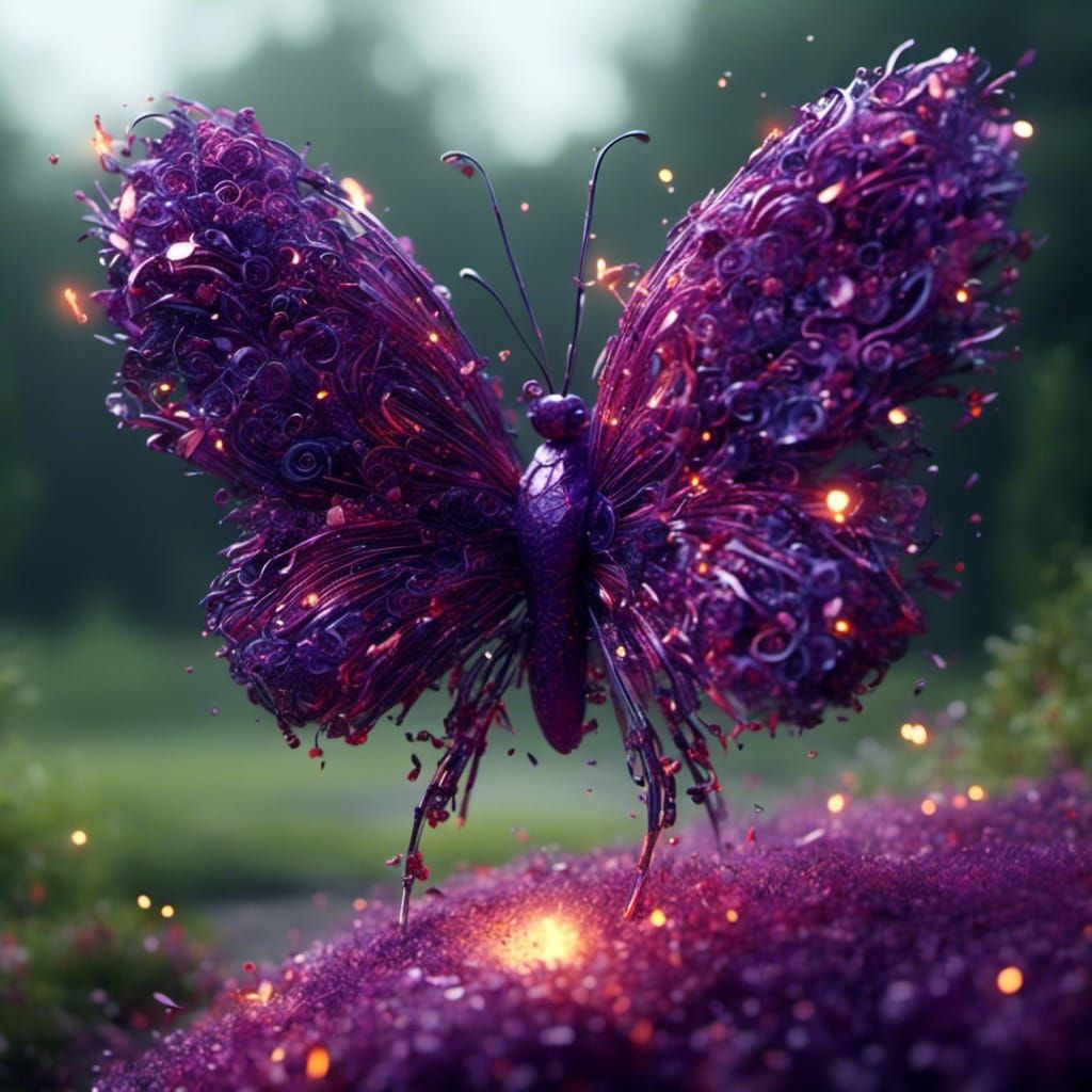 Purple Firework Butterfly: Digital Art Creation