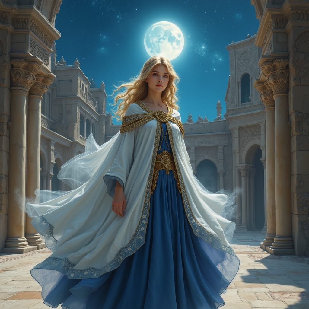 Enchanted Wizardess in Celestial Night