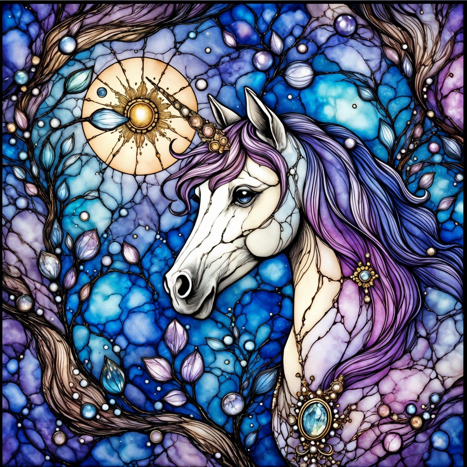 Whimsical Unicorn in Vibrant Twilight Colors