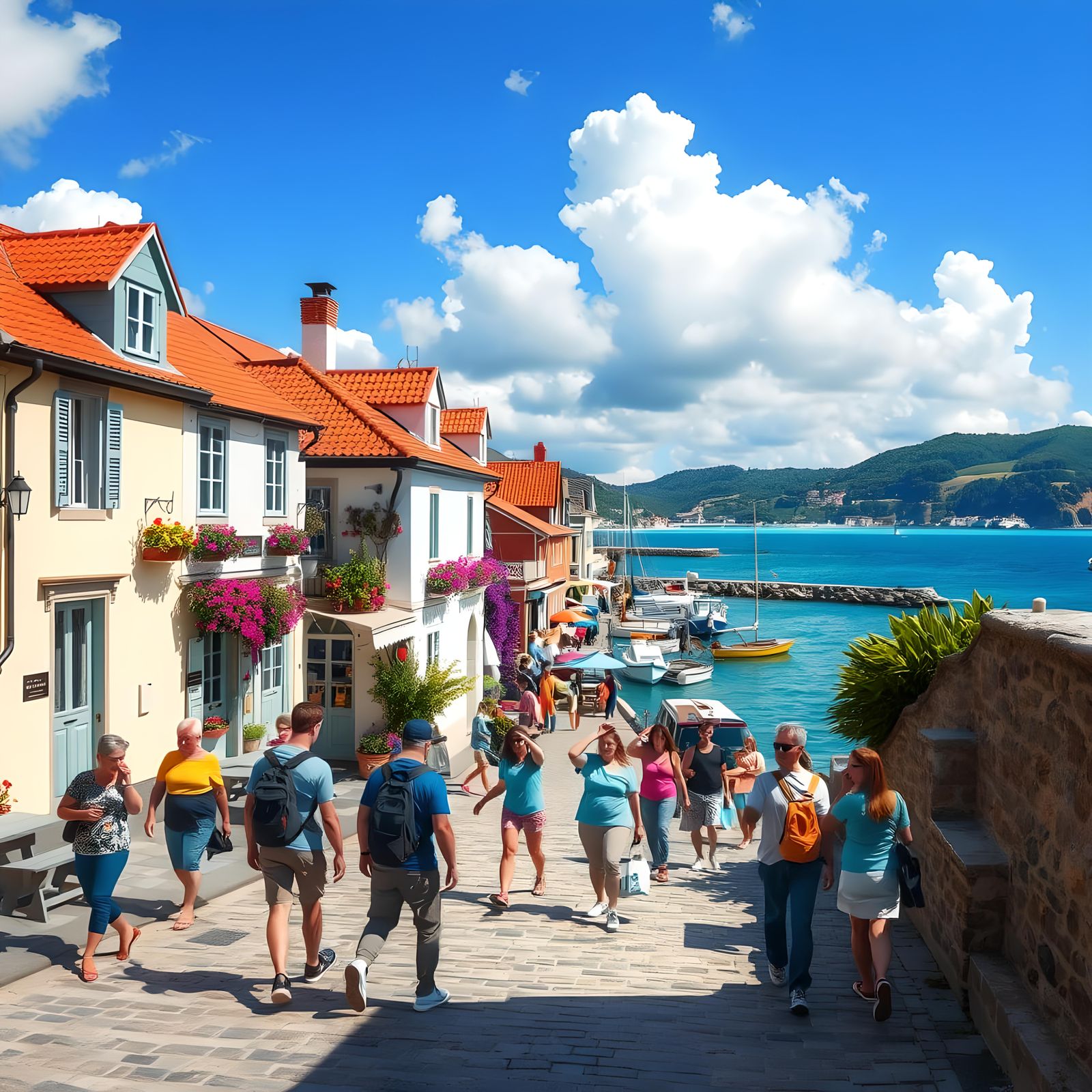 Spanish Mediterranean coastal village where tourists are lei...