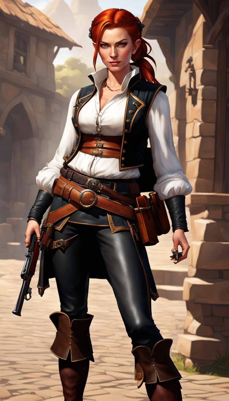 Photorealistic Halfling Artificer with Flintlock Pistol