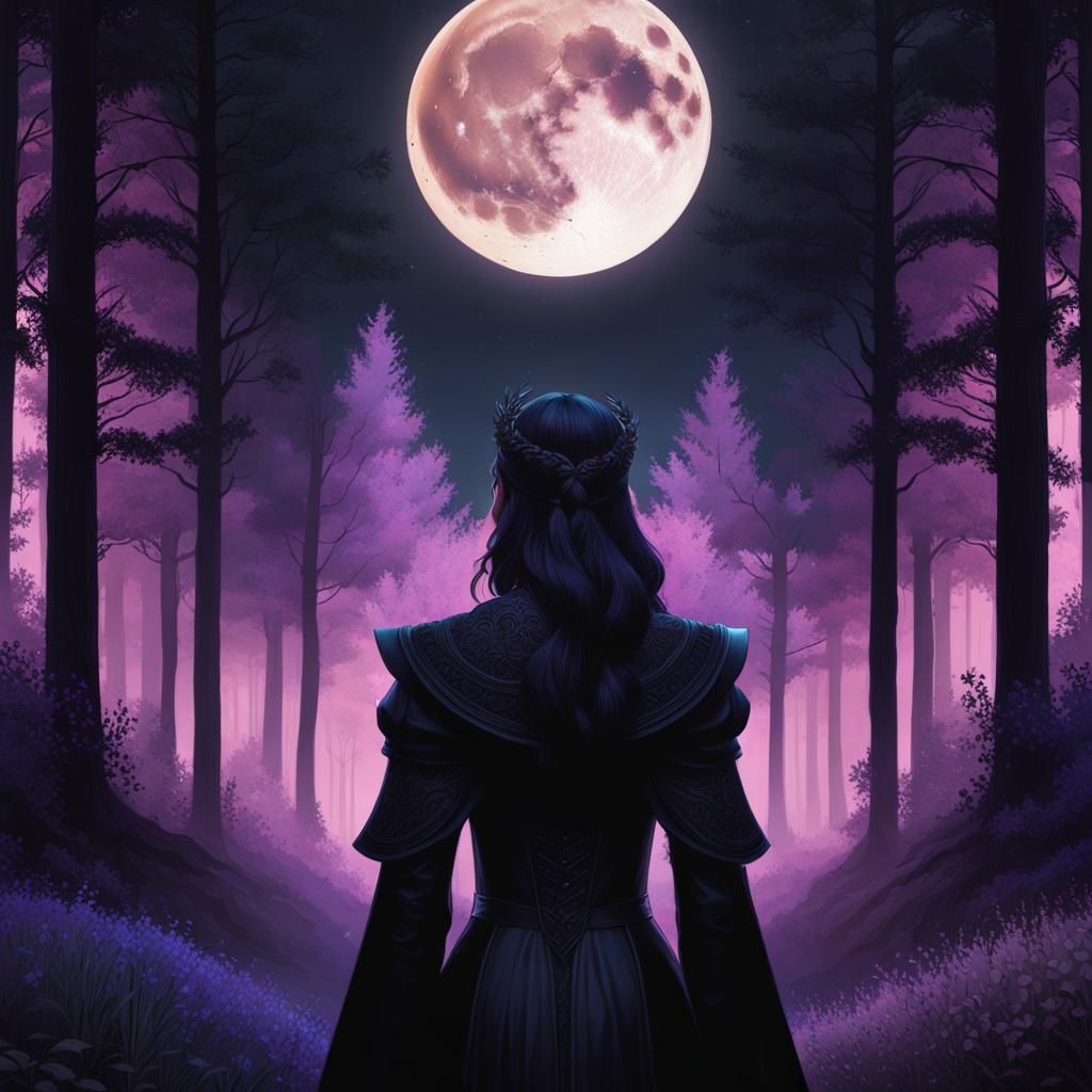 Ethereal Girl in Dark Forest, Hyperdetailed Portrait