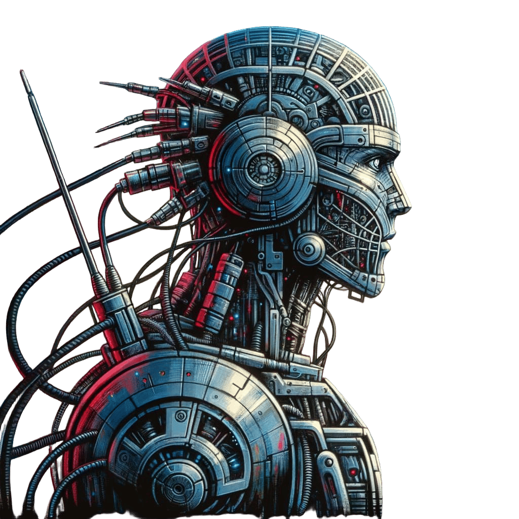 Cyberpunk Robot in Gouache Painting Style