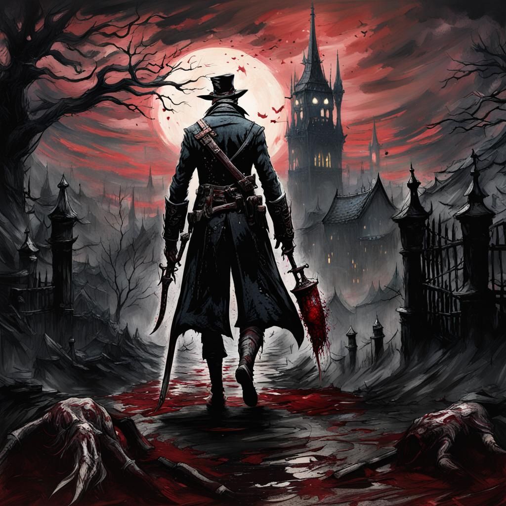 Bloodborne Inspired Image with Excessive Blood