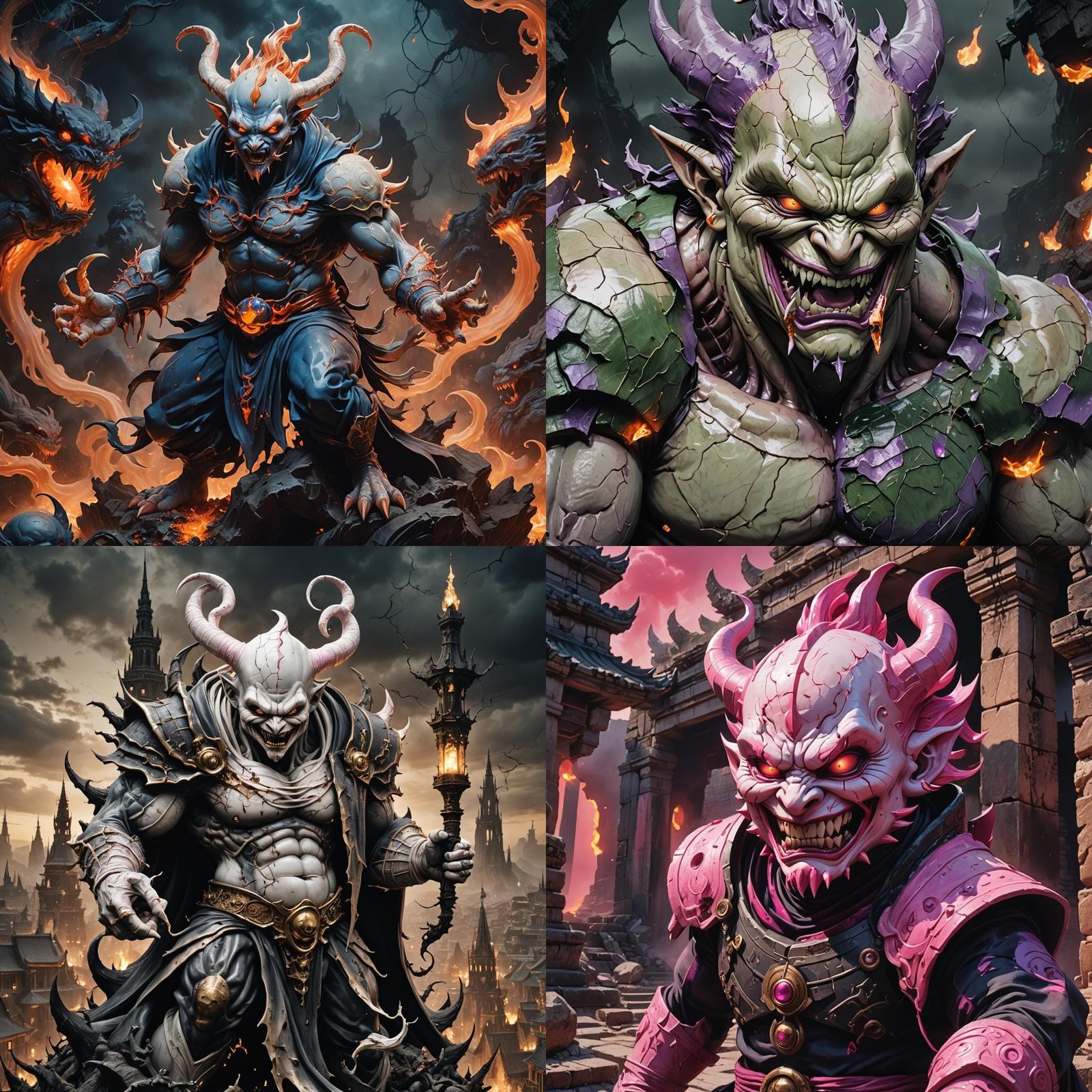 Demonic Porcelain Majin Buu Detailed Matte Painting