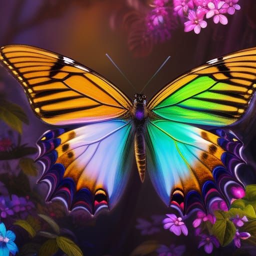 Butterfly in Maximalist Digital Matte Painting Style