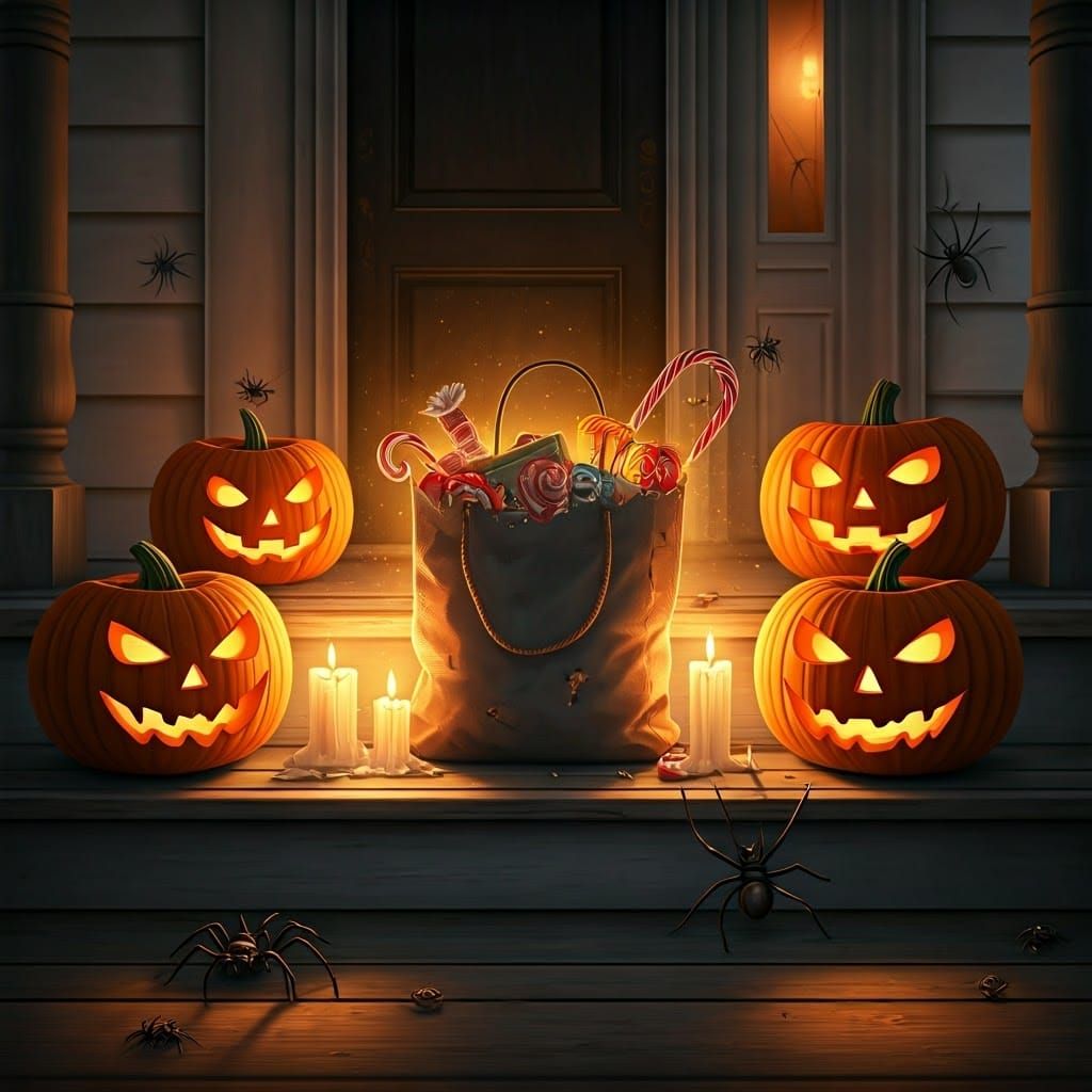 Spooky Halloween Candy Bag on White House Porch