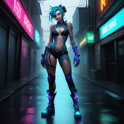 Jinx Concept Art in Neon Alley