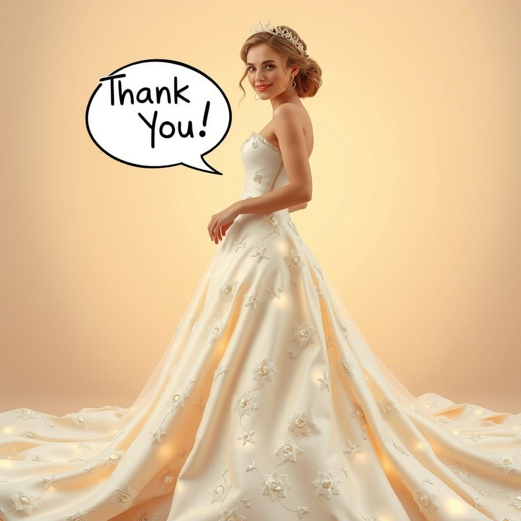 Ethereal Bride in Sparkling White Gown Says Thank You