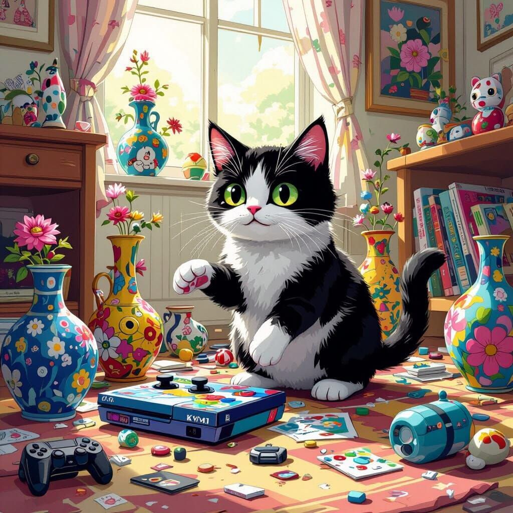 Playful Cat Chaos: Whimsical Box Art