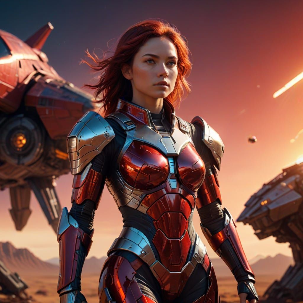 Futuristic Warrior Princess in Triadic Colors