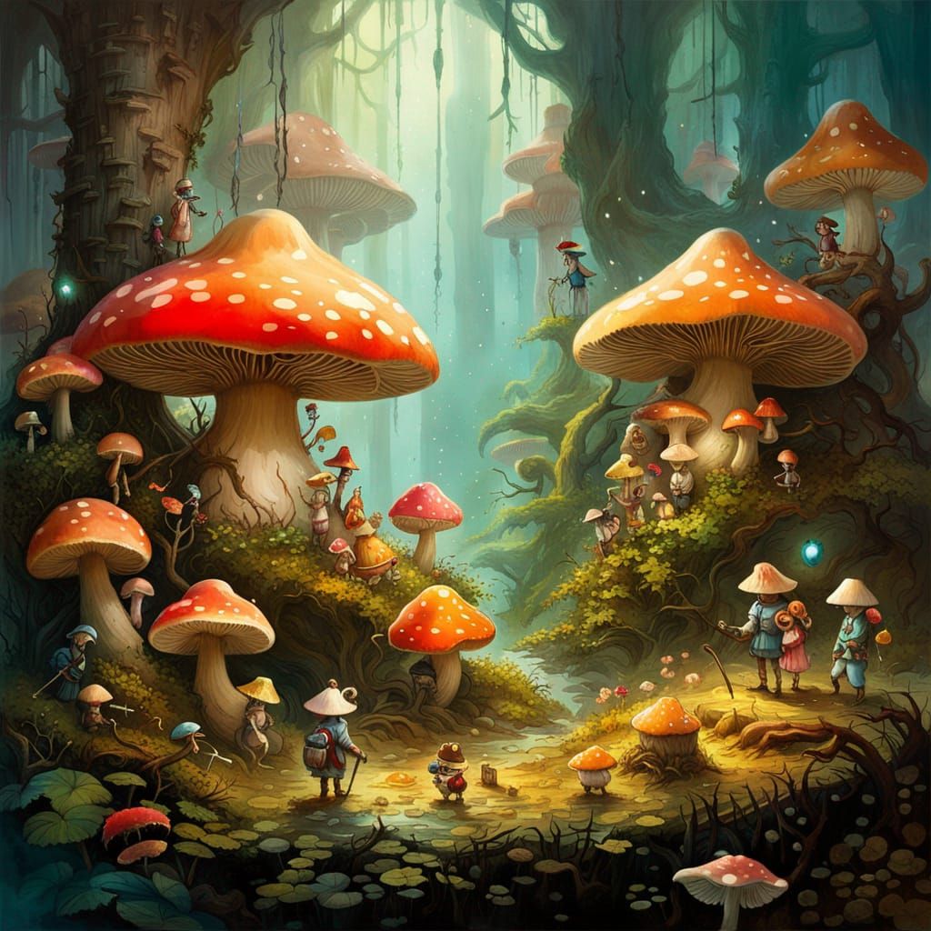 Mushroom Convention in Fantasycore Style