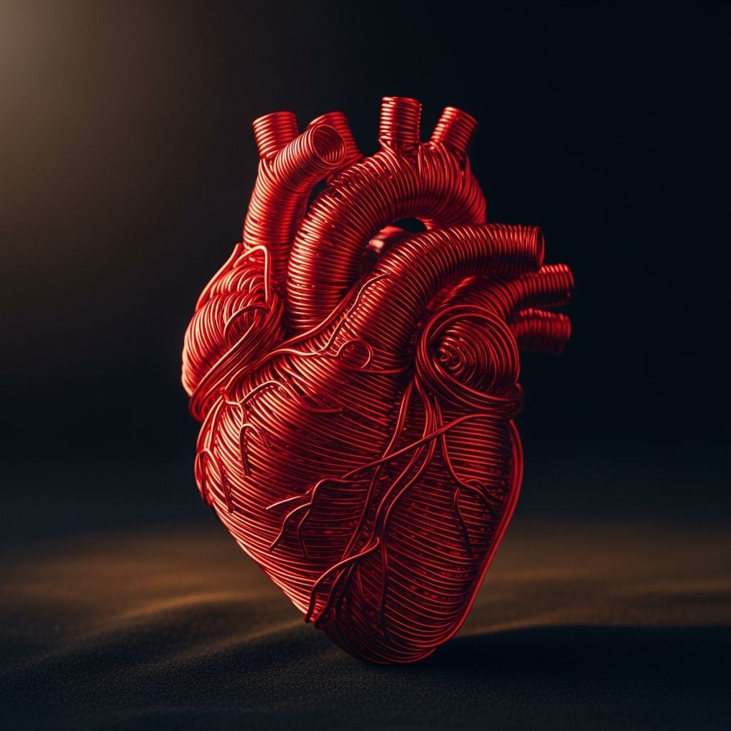 Realistic Red Wire Heart Sculpture