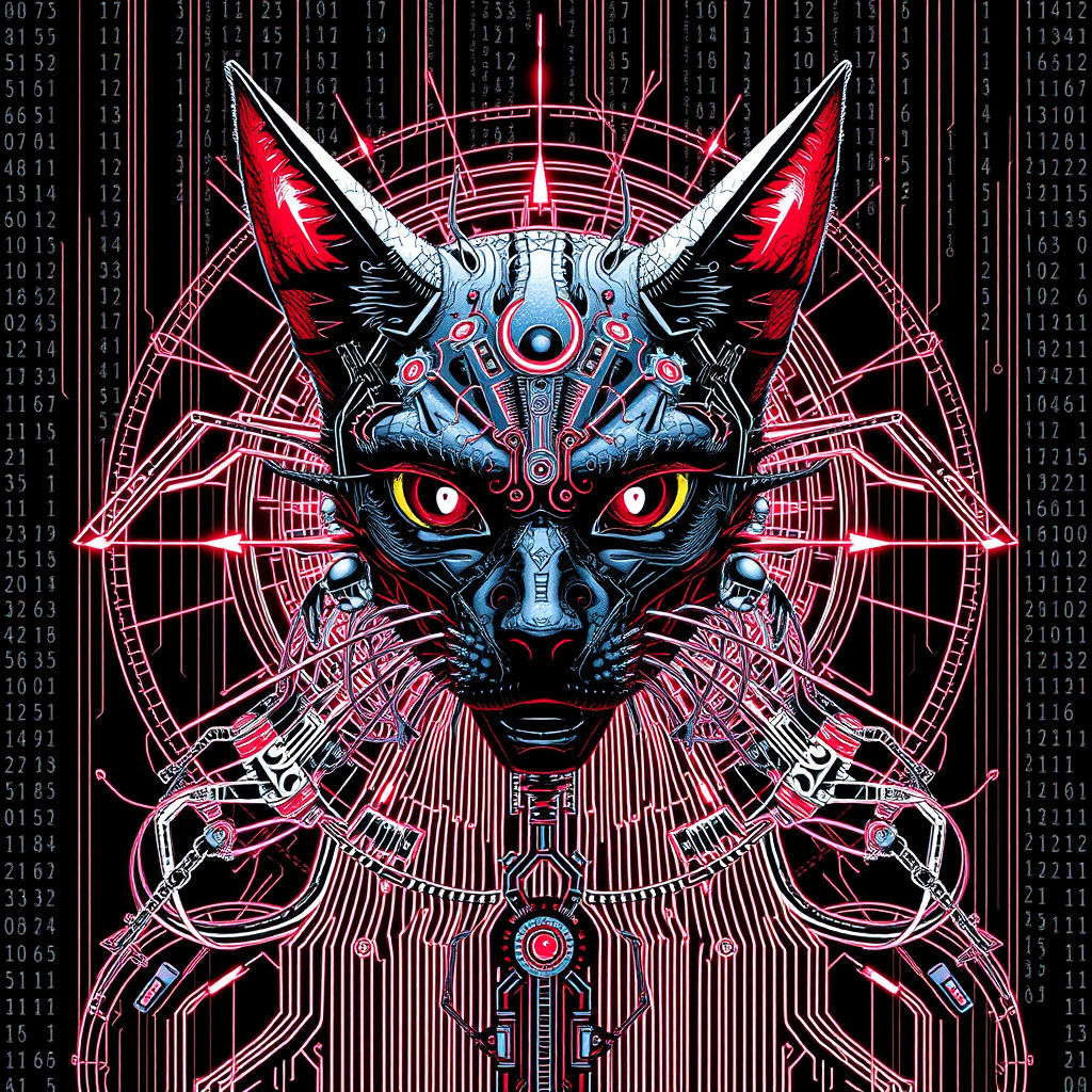 Biometric Binary Code in Maximalist Giger Style