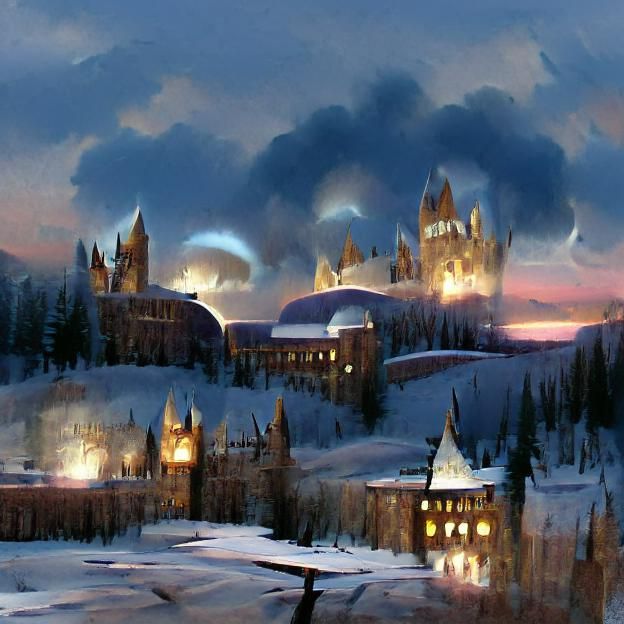 Hogwarts Winter Dusk Concept Art