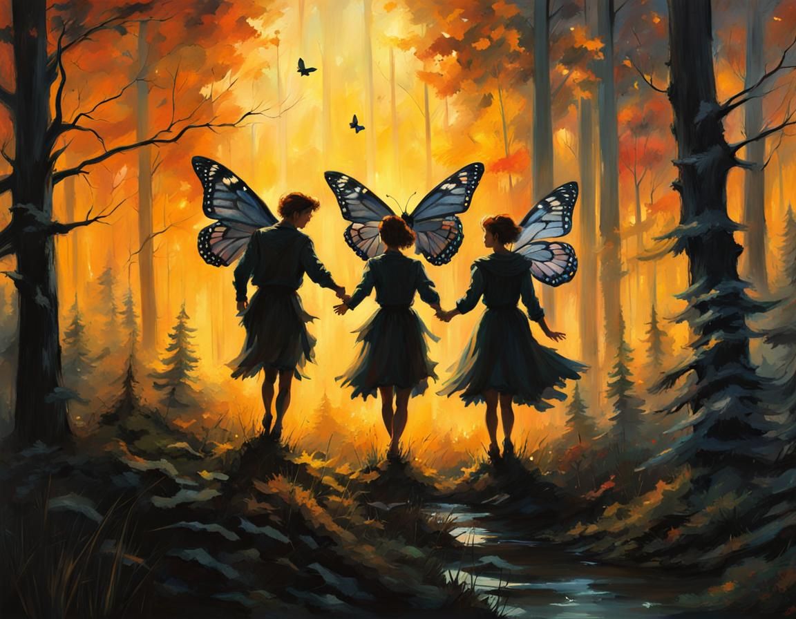 Fairies Dancing at Night with Light Painting