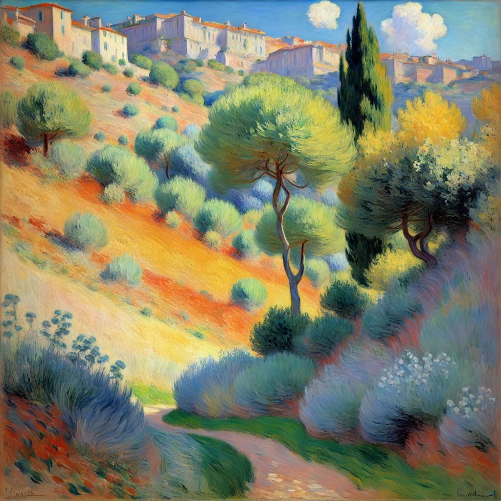 Surreal Landscape with Thick Paint Inspired by Impressionism