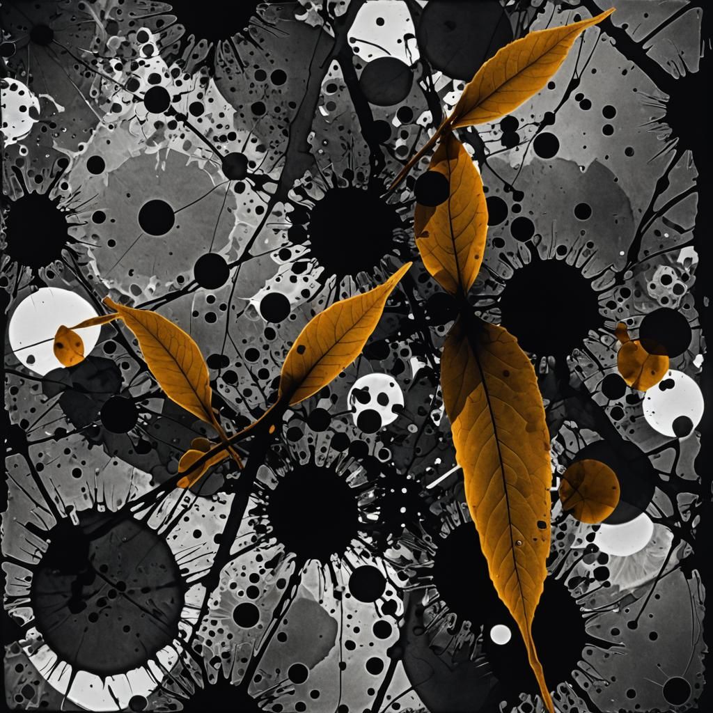 Abstract Rayograph Photogram in Black and White