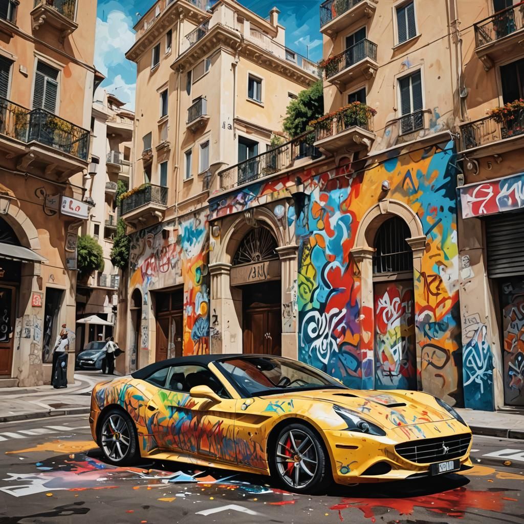 Ferrari California in Monaco as Graffiti Art