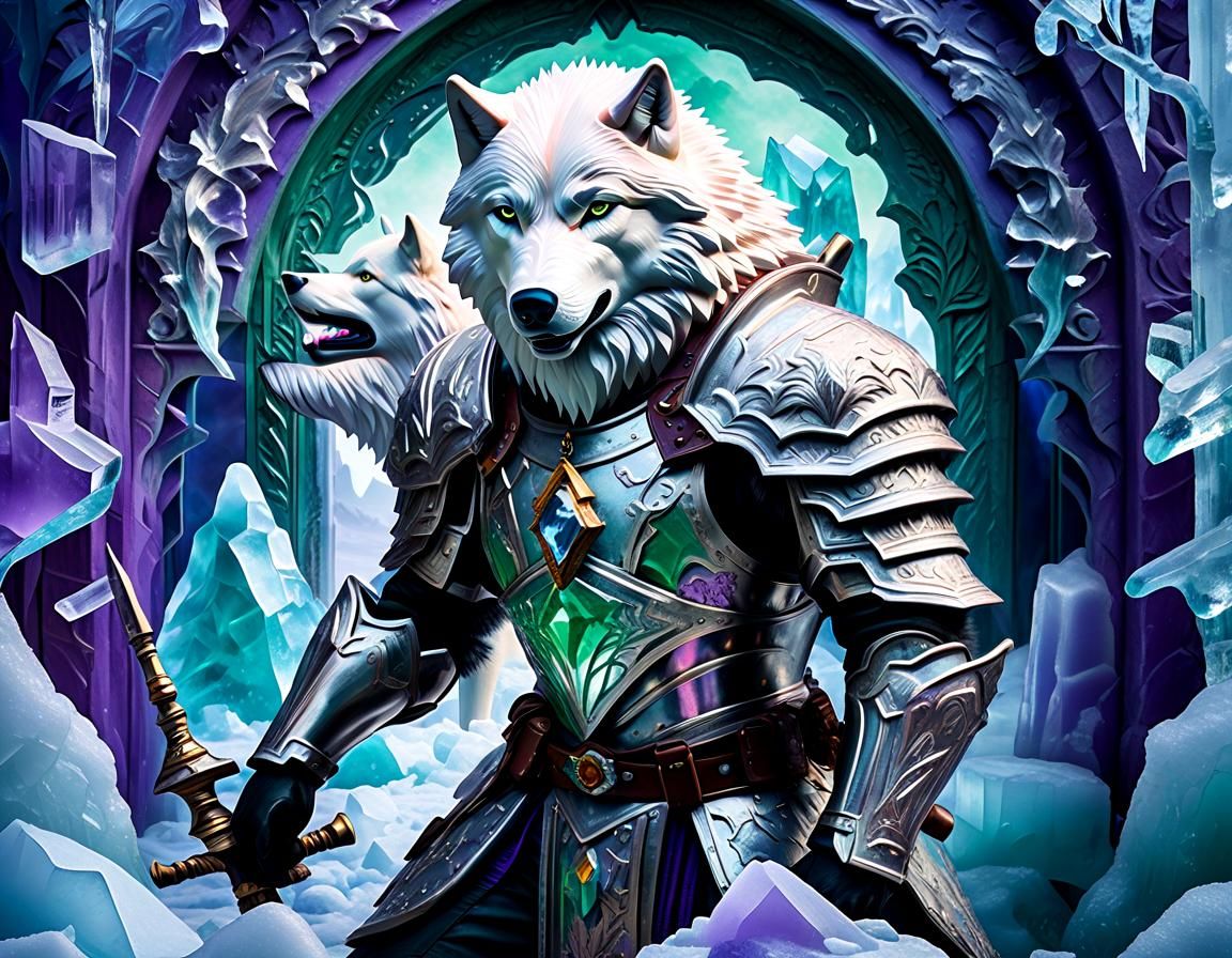Armored Wolf Knight Frozen in Arctic Ice