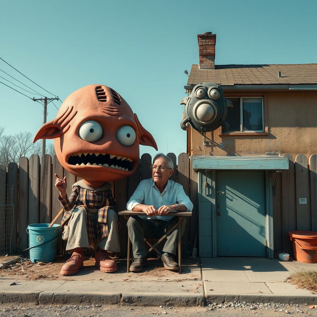 Surreal Scene in Unsettling Style