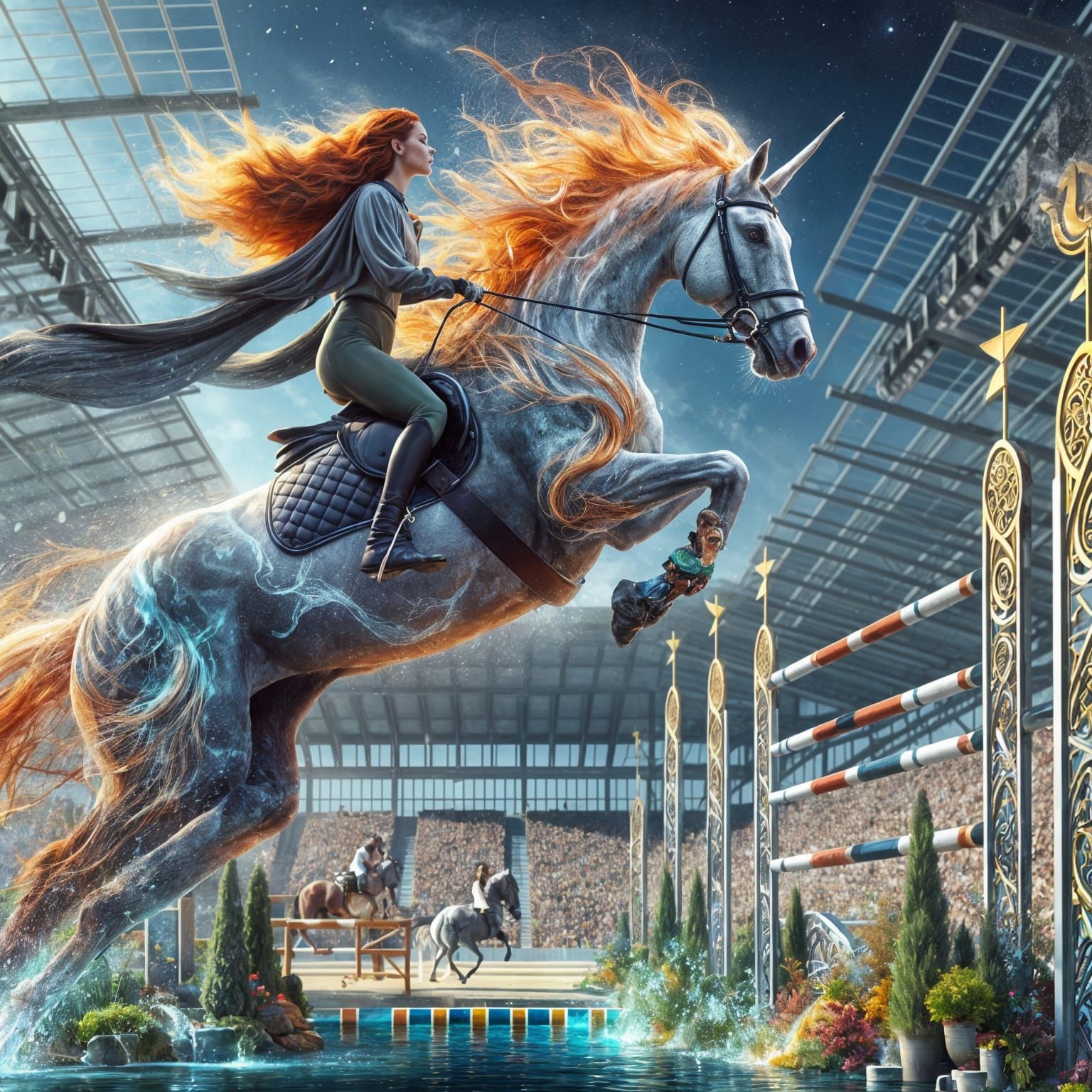 Celtic Goddess Brigid Rides a Kelpie in Equestrian Competiti...