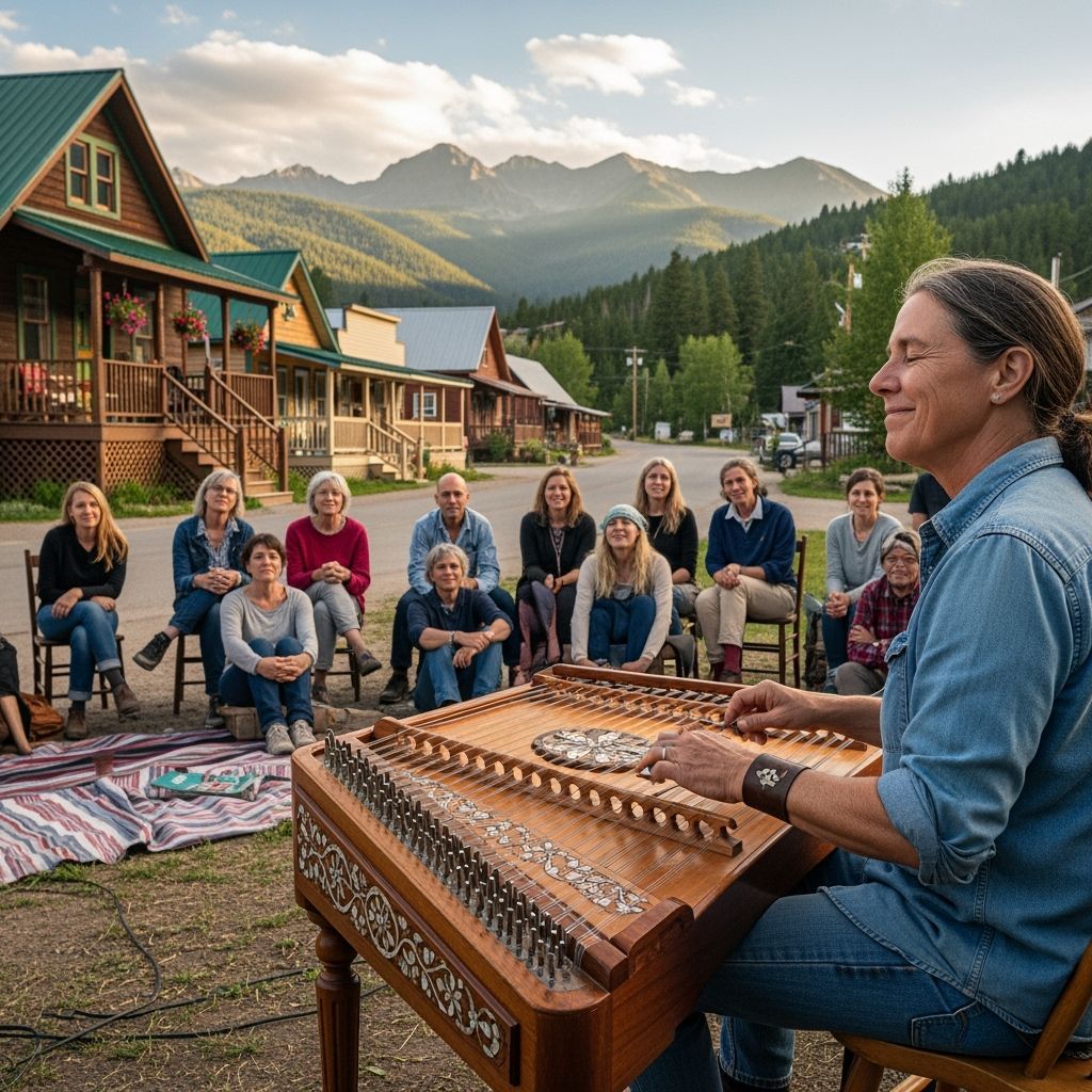 Folk Singer Playing Ornate Dulcimer