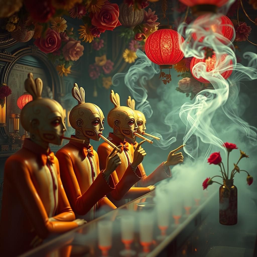 Surreal Mannequins in a Whimsical Flower Bar