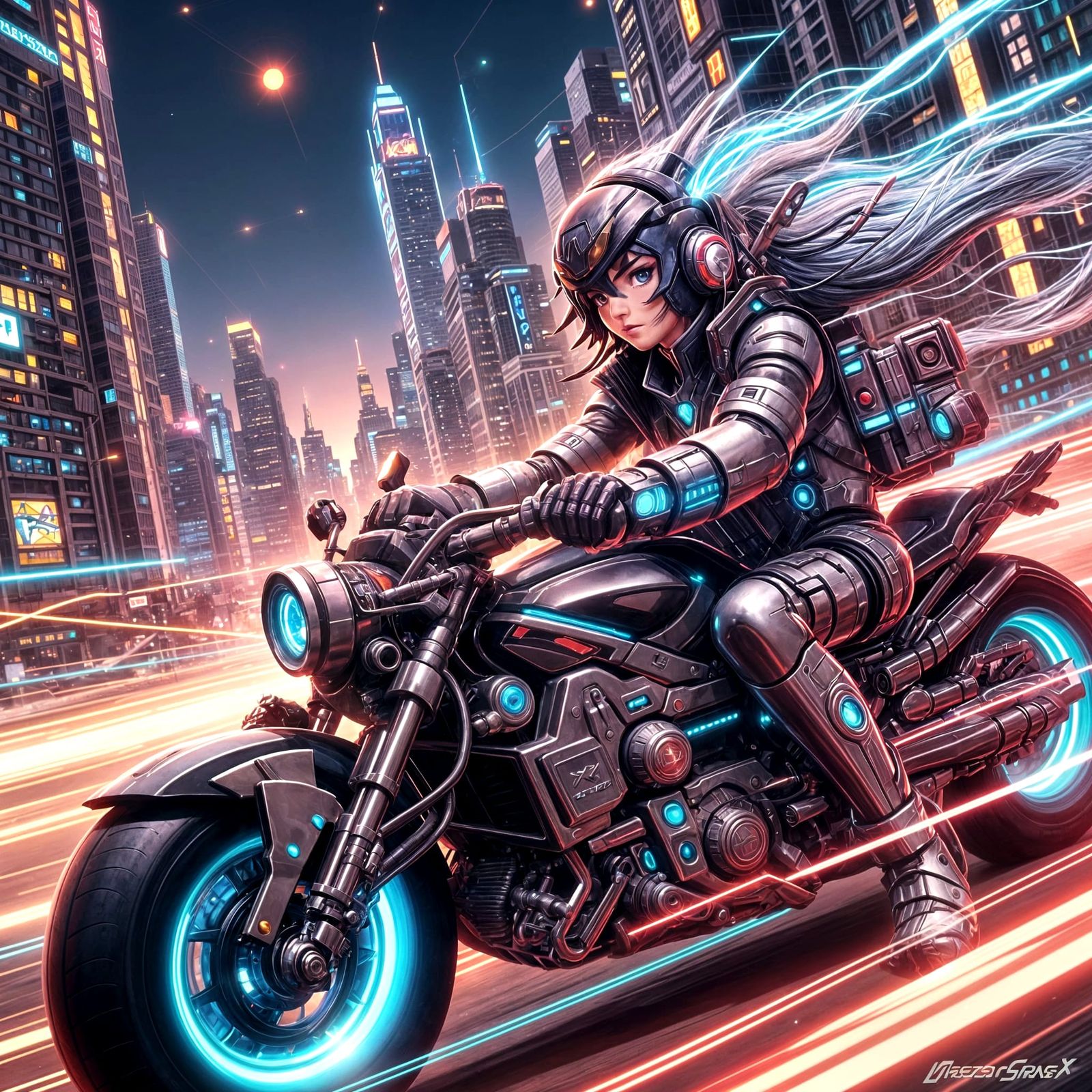 Anime Racer on Scooter in Cel-Shaded Style