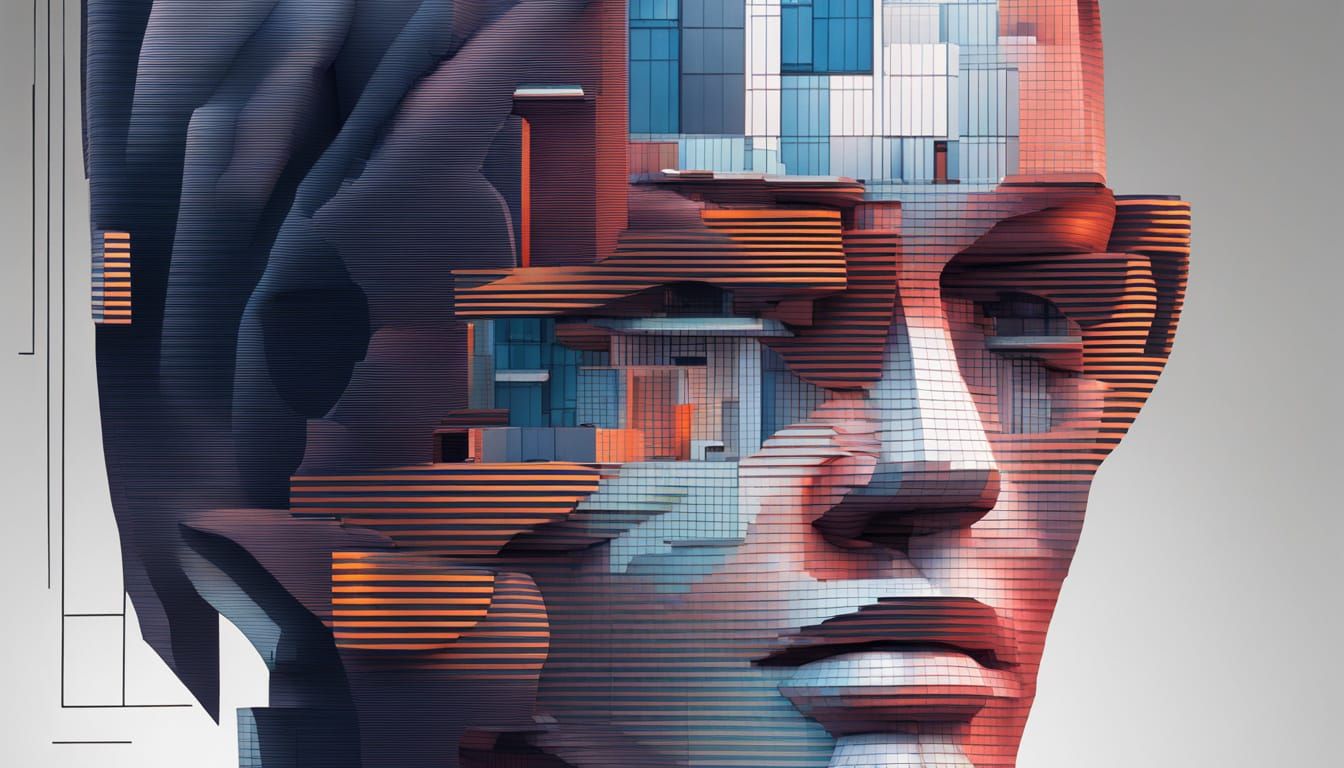 Futuristic Woman in Glitch Art Style Neon City