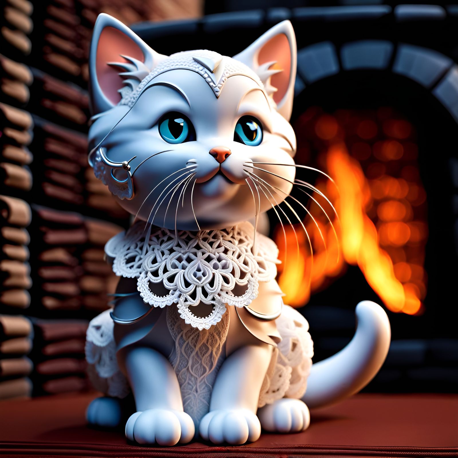 Lace Kitten by Chimney: A 3D Rendered Creation