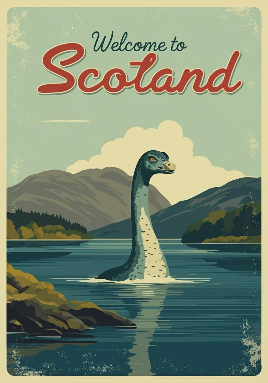 Vintage Travel Poster of Loch Ness, Scotland