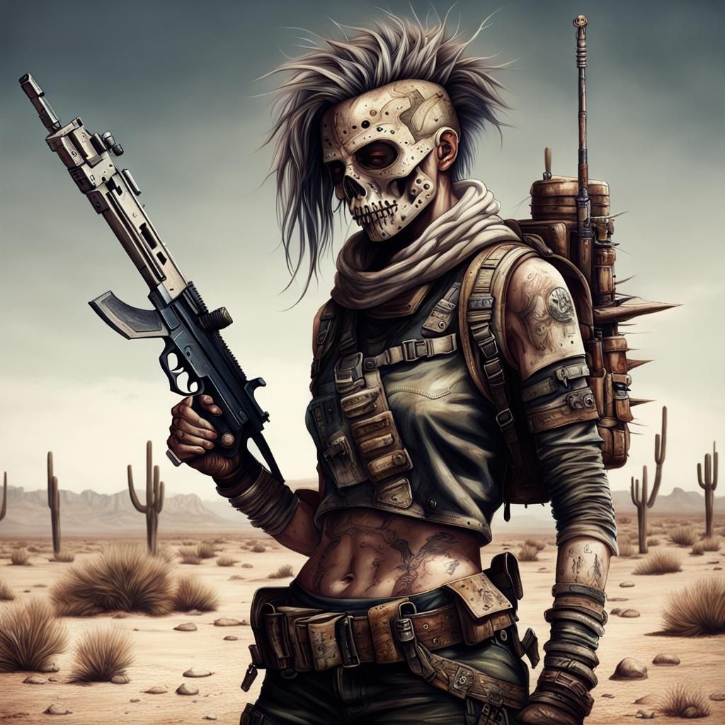 Wasteland Warrior with Post-Civilization Weapons