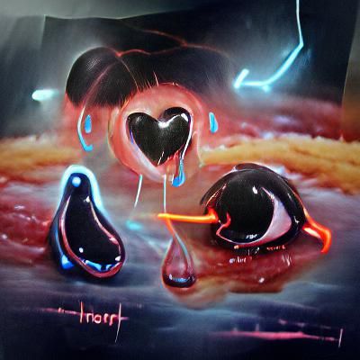 heart melting into a black hole concept art