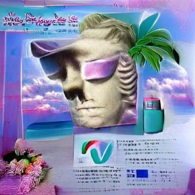 Vaporwave Scene with Neon and Retro Elements