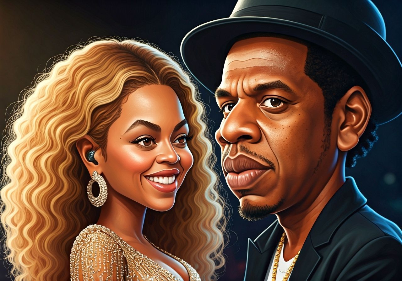 Joyful Chibi Caricatures of Beyonce and Jay Z Singing