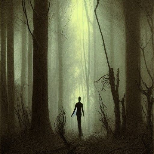 Slender Man in Dark Forest: Horror Art