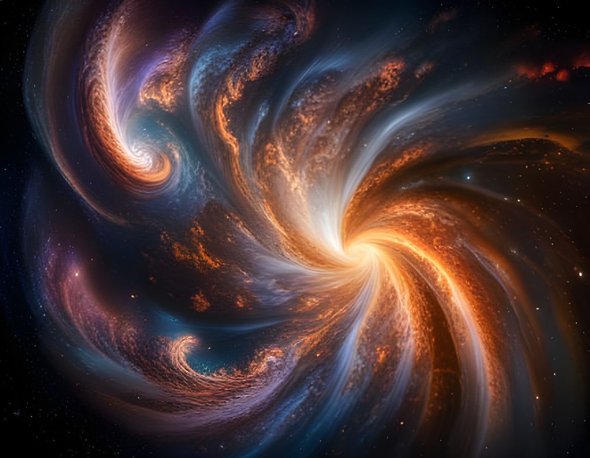 Fractal Galaxy Collision in Photorealistic Style