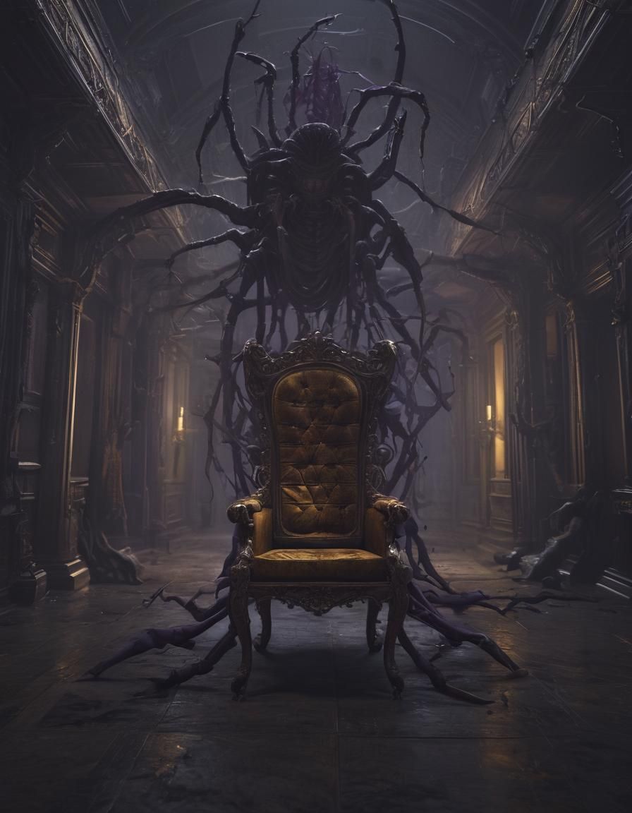 Monstrous Spider-Legged Chair in Dark Fantasy Style