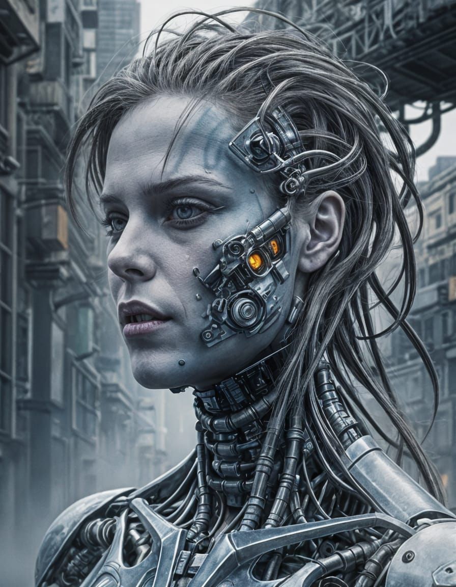 Sci-Fi Cyborg Portrait in Urban Setting
