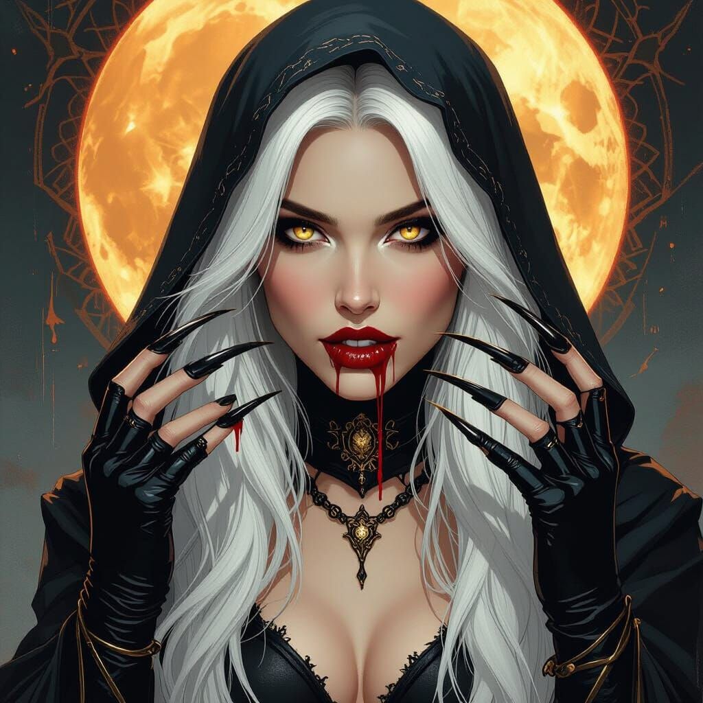 Mystical Woman with Iron Claws in Frazetta Style