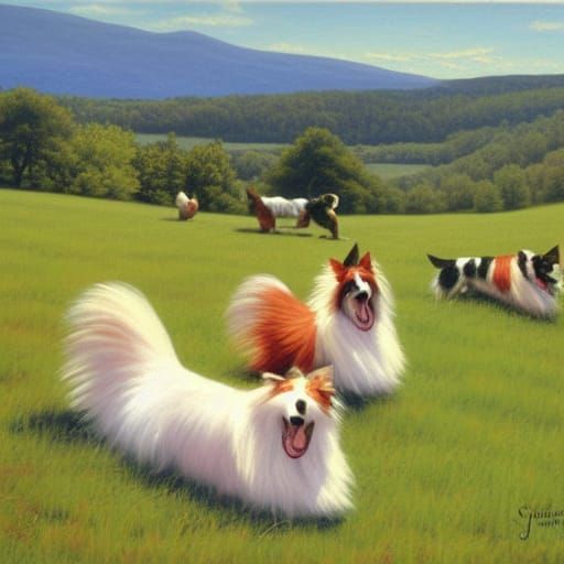 Sheltie Dogs at Woodstock: Oil Painting