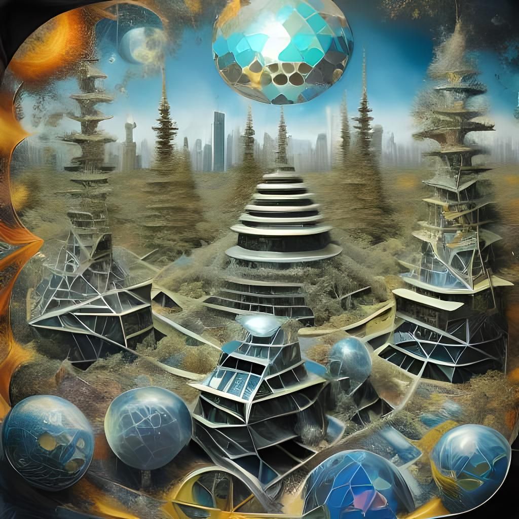 Futuristic City with Geodesic Domes, Solar Paneled <lora:3D ...