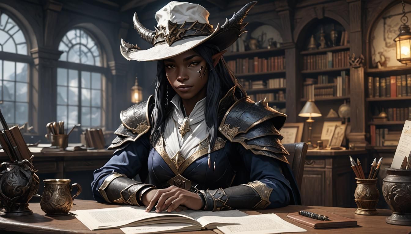 Dragonborn Wizard in Anime Style, White Arm