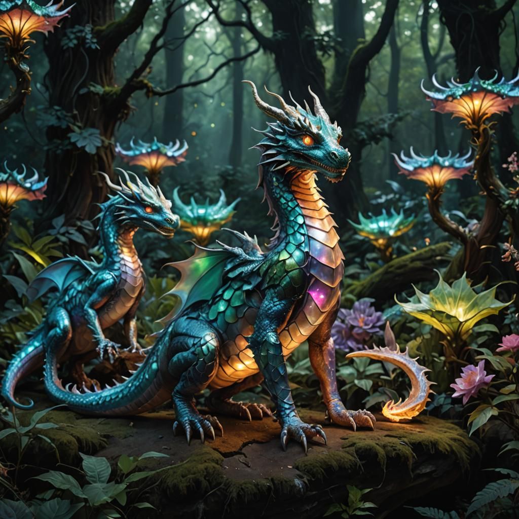 Cosmic Metallic Iridescent Dragons