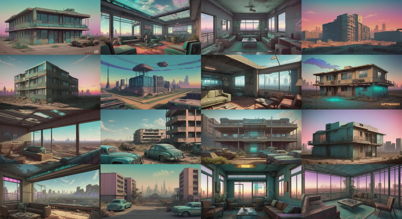 Surreal 1950s Penthouse Veranda in Dieselpunk Style