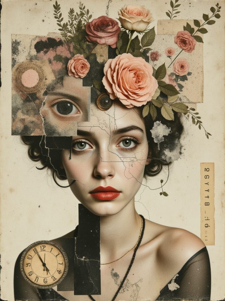 Masculine Porcelain Android in Chaotic Collage Style