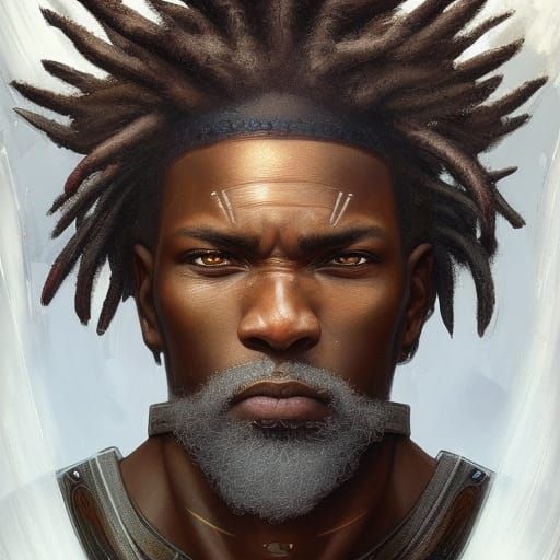 African Swordsman Portrait in Fantasy Art Style